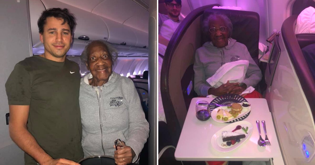 untitled design 29 1.png?resize=1200,630 - Man Gave His First-Class Seat To 88-Year-Old Grandma And Made Her Dreams Come True