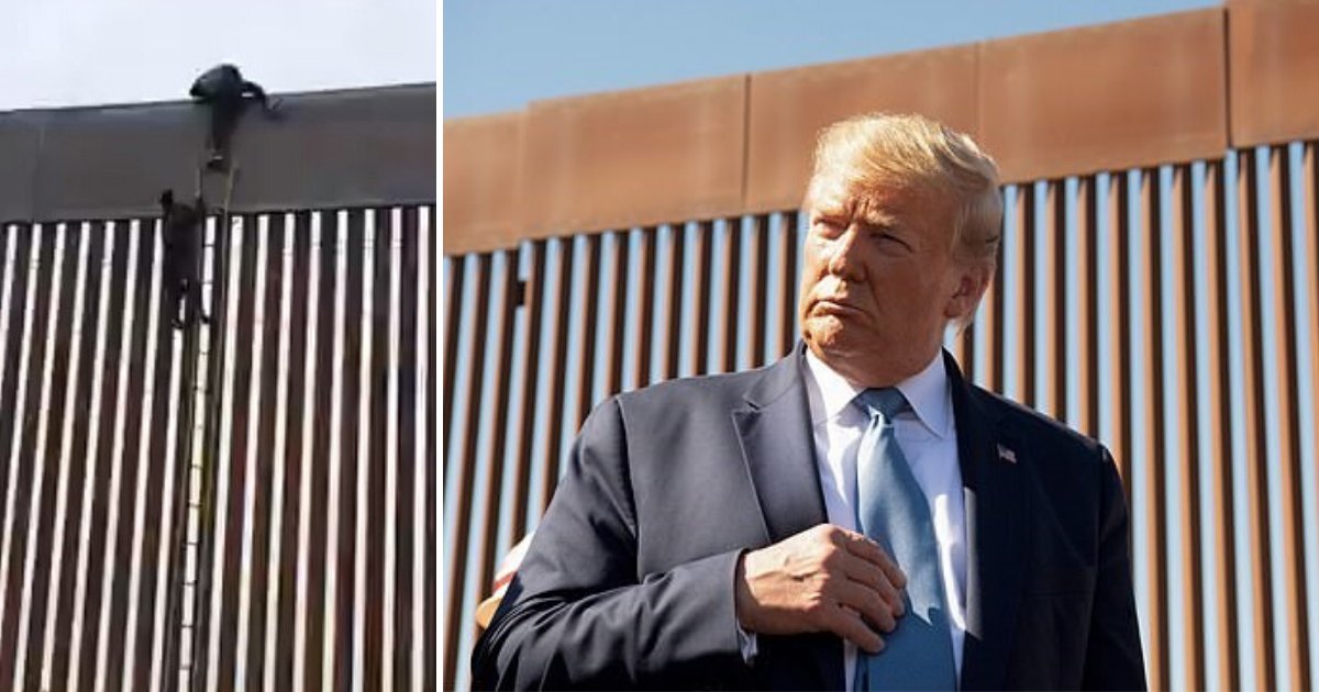 untitled design 47.png?resize=1200,630 - Des immigrants illégaux sont filmés par une caméra en train d'escalader facilement le mur frontalier de Trump