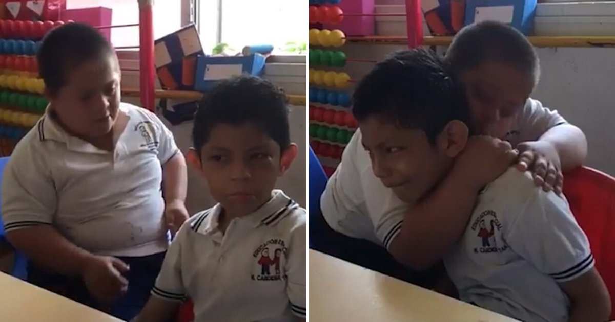 untitled design 61.png?resize=412,275 - Sweet Moment Boy With Down Syndrome Hugged His Upset Classmate With Autism