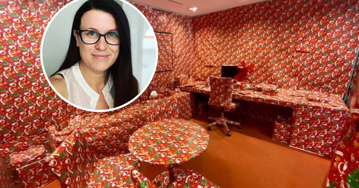 untitled design 71.png?resize=1200,630 - Woman Pranked Her Boss By Covering Their Entire Office In Wrapping Paper