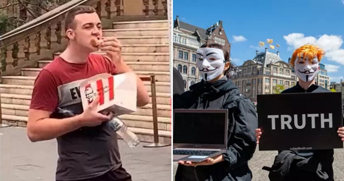untitled design 93.png?resize=412,232 - Man Caught On Camera Feasting On KFC Chicken During A Vegan Protest