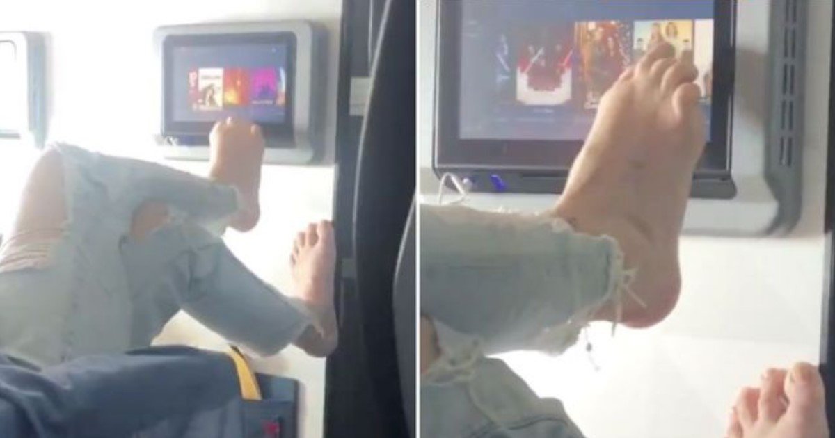 1 56.jpg?resize=412,275 - Airline Passenger Used Her Feet To Control The TV Screen