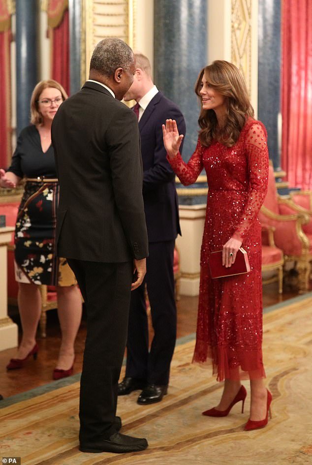 Kate (pictured) completed her outfit with a glamorous clutch bag and a pair of Gianvito Rossi heels, costing £510