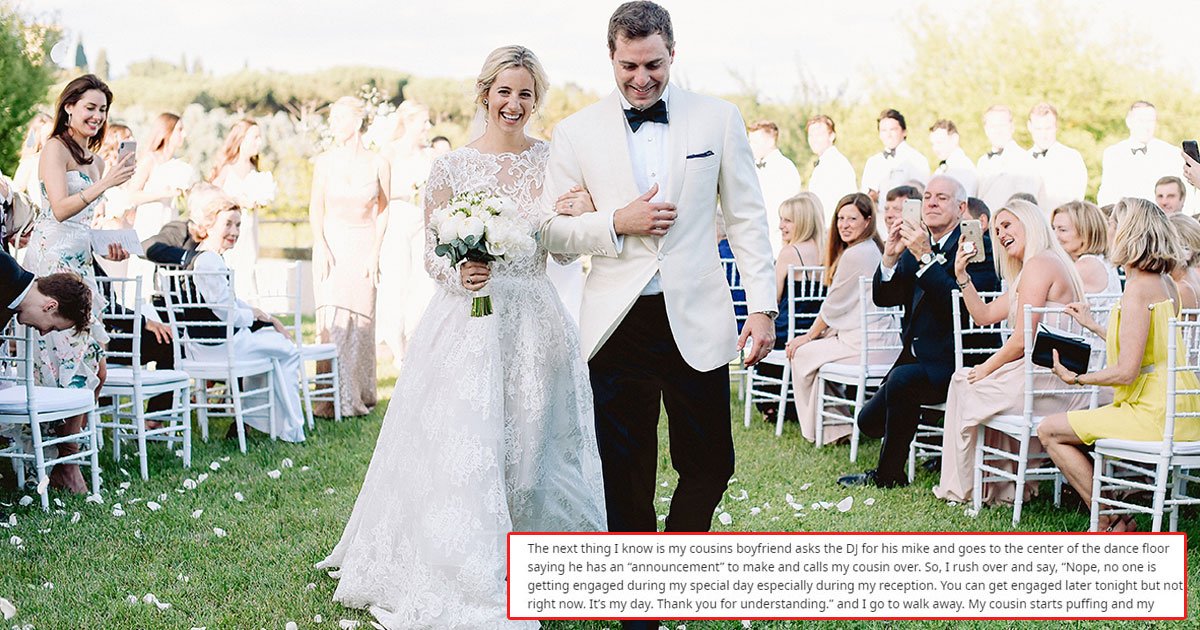 bride refused to propose at her wedding couple planned revenge.jpg?resize=412,232 - Bride Didn’t Let Cousin’s Boyfriend Propose At Her Wedding - The Couple Took Revenge On The Bride A Few Months Later