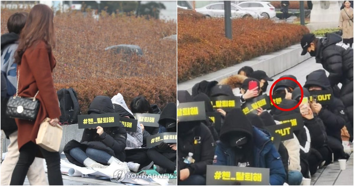 collage 154.png?resize=1200,630 - 실시간 EXO '첸'의 퇴출 요구 시위 현황 영상 및 사진 공개..."시위 대표 트위터 계정 해킹.."