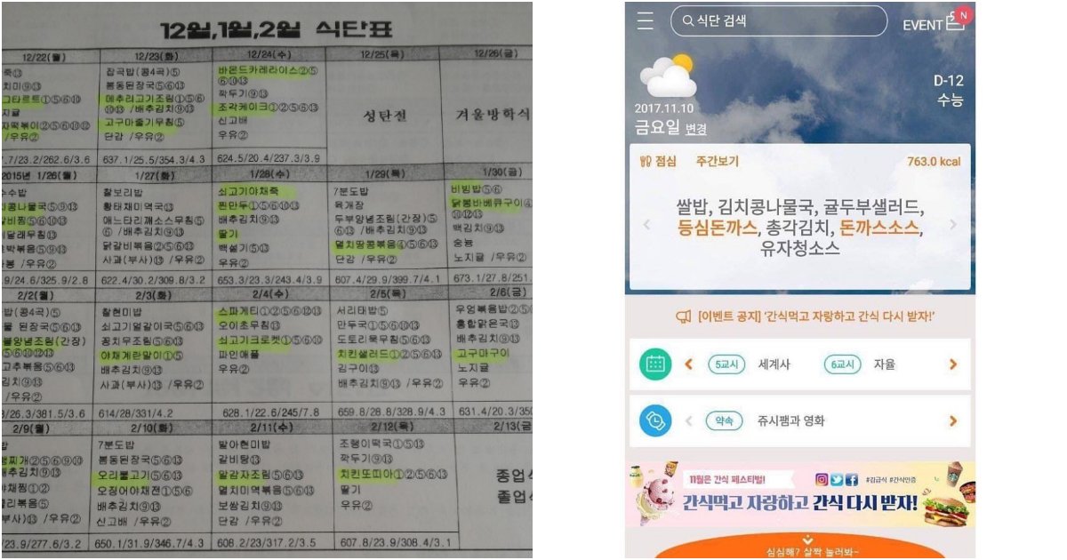 collage 217.png?resize=412,275 - "라떼는 말여~"..90년대 이전 화석들 화들짝 놀랄만한 요즘 '급식표'