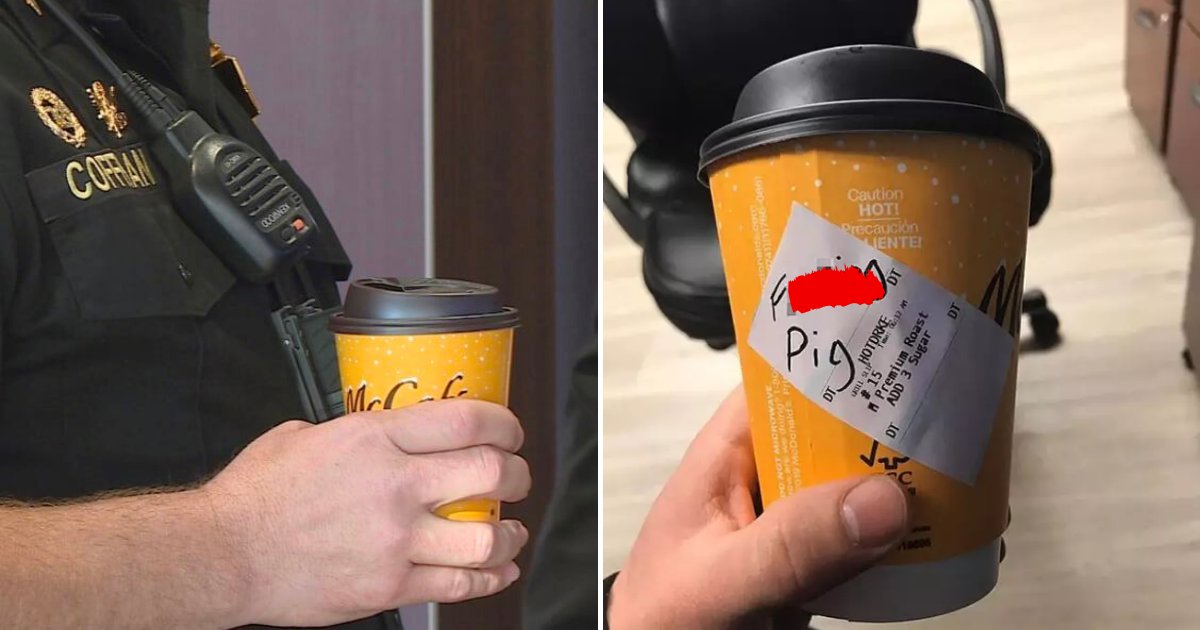 cup5.png?resize=1200,630 - Police Officer Resigned After Admitting He Wrote 'Pig' Insult On His McDonald's Coffee Cup