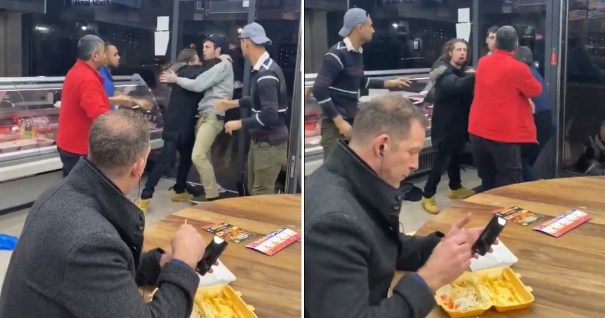 kebab5.png?resize=1200,630 - Man Went Viral For Calmly Eating His Meal In The Middle Of A Huge Brawl In A Kebab Shop