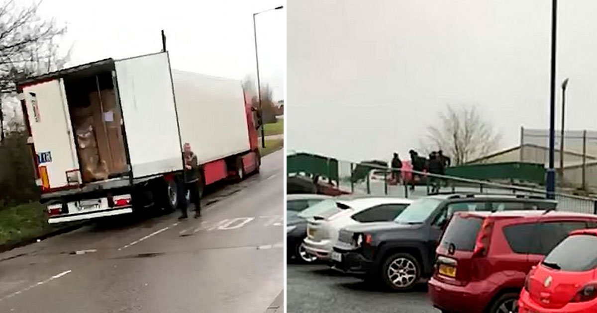 migrants lorry running away.jpg?resize=1200,630 - Video Of A Group Of Eight Migrants Jumping Out Of A Lorry And Running Away