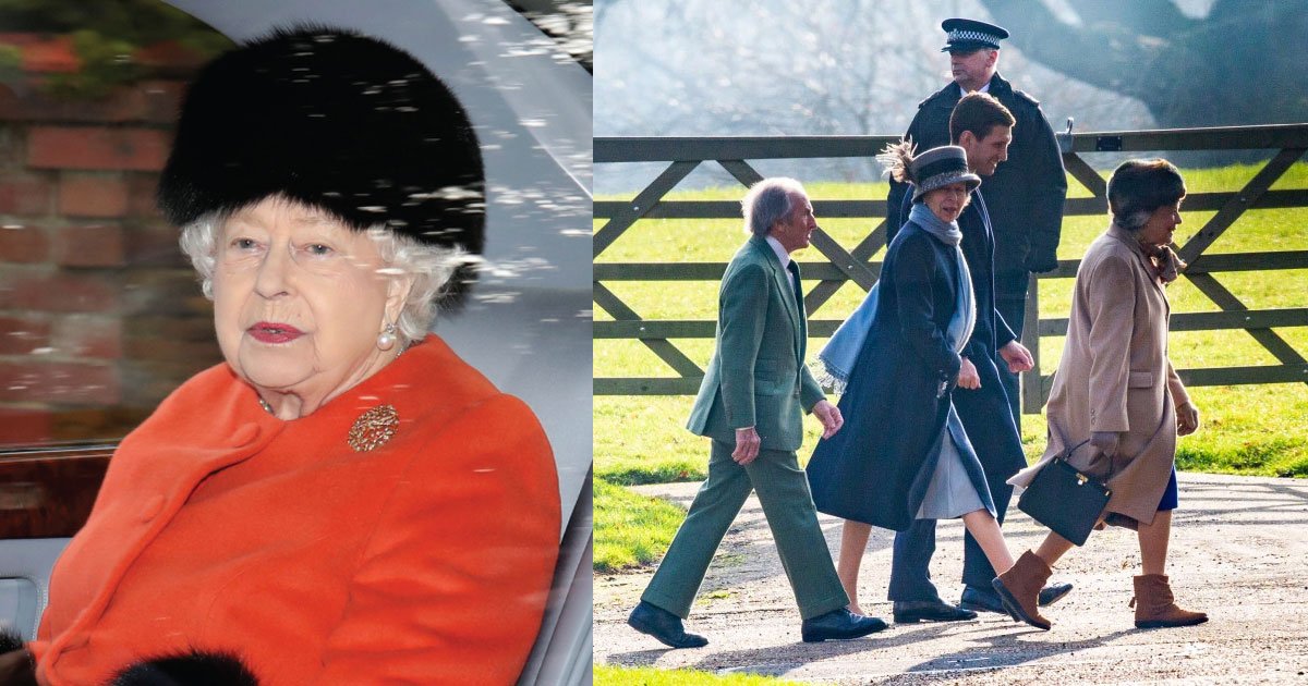 the queen stepped out to visit the church with princess anne.jpg?resize=412,232 - The Queen Stepped Out For Church Service With Princess Anne