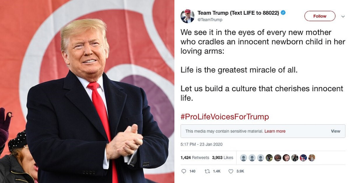 untitled design 59 2.png?resize=412,275 - Twitter Slapped Trump's March For Life Post With A 'Sensitive Material' Warning