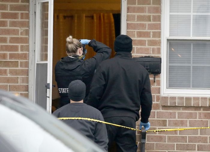 Police investigate the discovery of woman and two small children found dead at the Penns Grove Gardens apartments, Wednesday, Feb. 05, 2020.