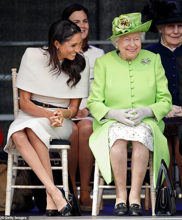 Meghan, Duchess of Sussex and the Queen at a ceremony to open the new Mersey Gateway Bridge in Widnes in June 2018
