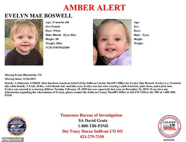 A Tennessee Bureau of Investigation flyer says Evelyn was last seen on December 26, 2019