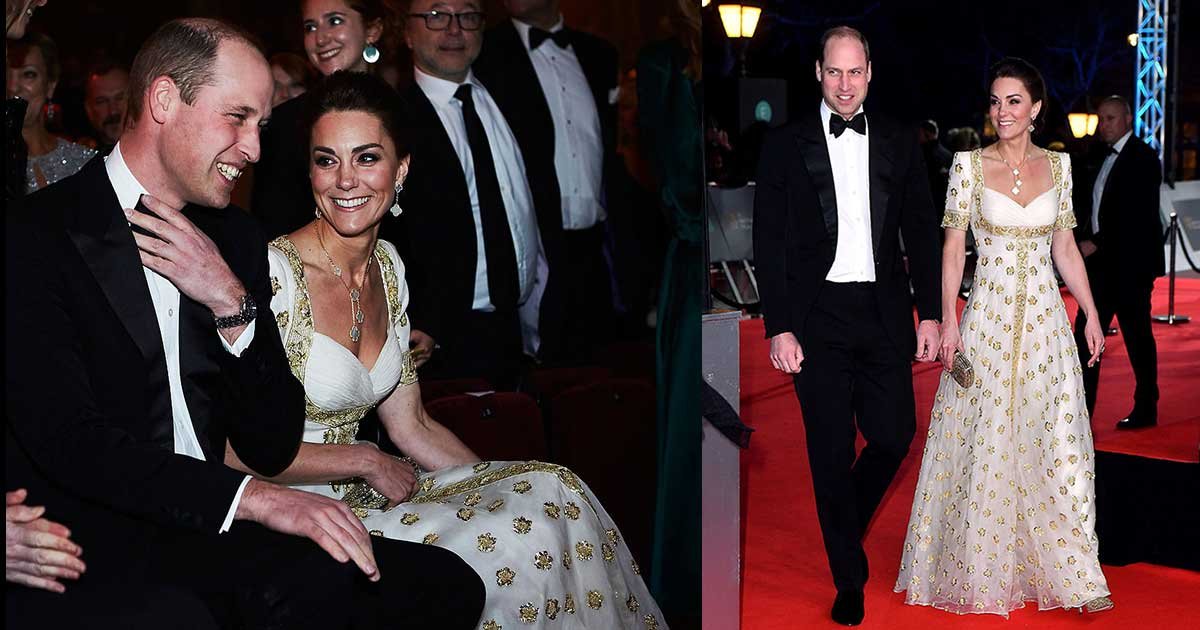 2 panel.jpg?resize=1200,630 - Kate Middleton a foulé le tapis rouge des BAFTA avec une magnifique robe blanche et or signée Alexander McQueen
