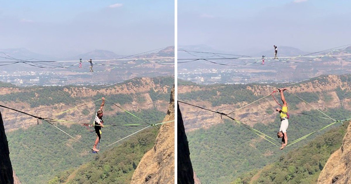 5 21.jpg?resize=412,232 - A Man Inspired By DaVinci’s Vitruvian Man Drawing Spun On Four Slacklines Above A Gorge In India