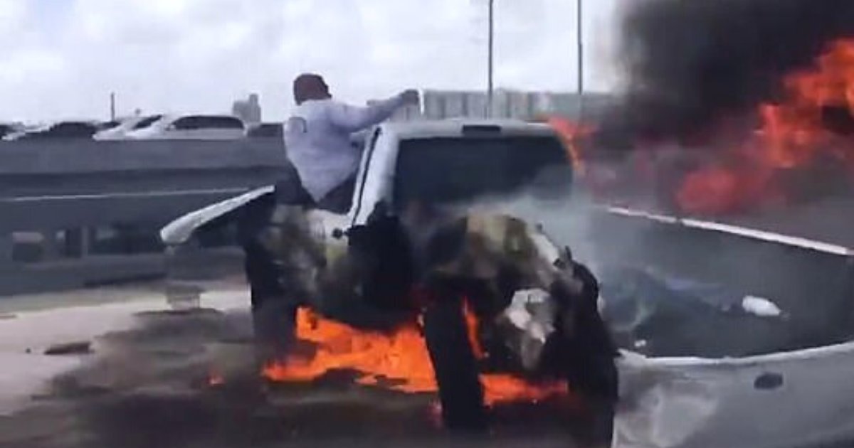 car5 1.png?resize=1200,630 - Good Samaritan Pulled A Driver From A Burning Truck While 20 People Just Stood And Filmed On Their Phones