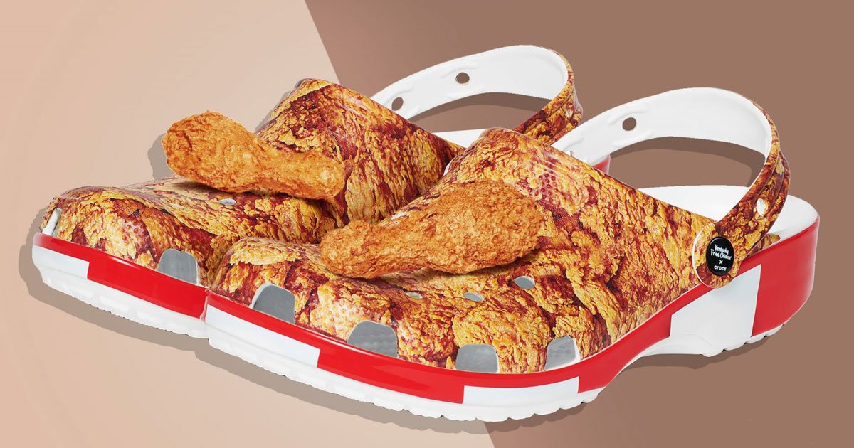 crocs and kfc teamed up to launch fried chicken themed shoes.jpg?resize=412,232 - Crocs And KFC Teamed Up To Launch Fried Chicken-Themed Shoes