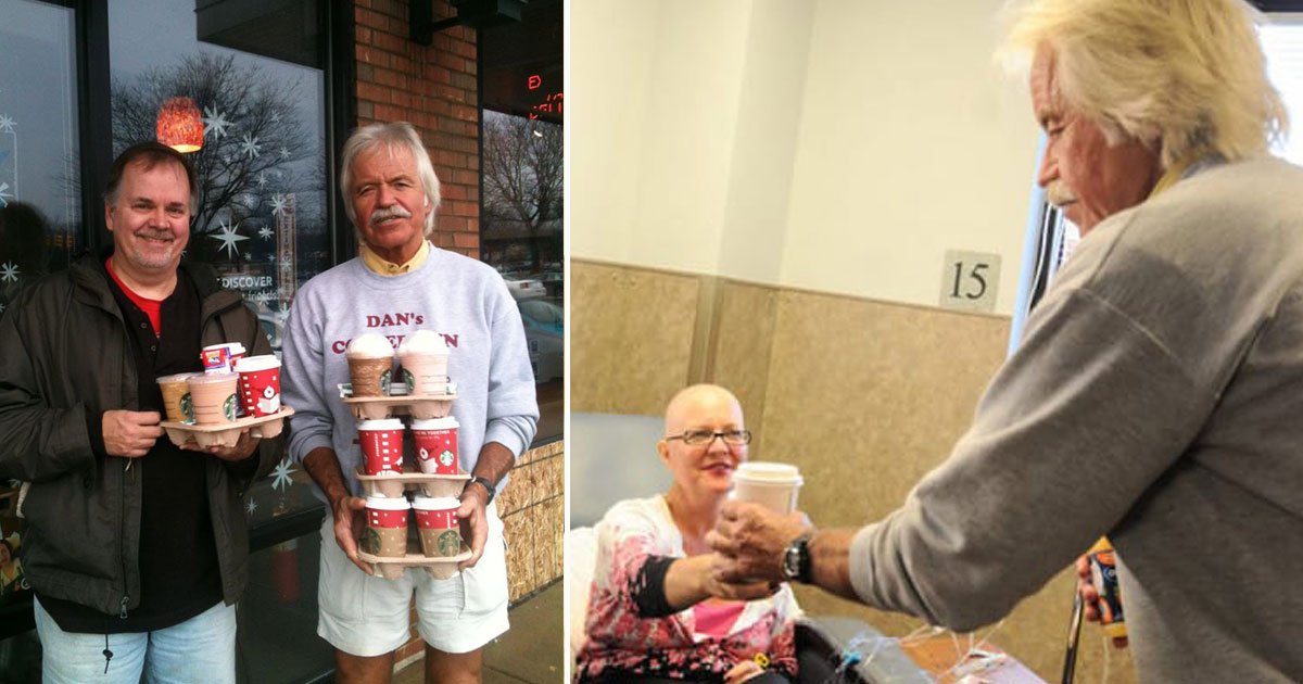 dans coffee run.jpg?resize=1200,630 - 69-Year-Old Buys Starbucks Coffee For Cancer Patients And Staff Every Week To Bring A Smile On Their Face
