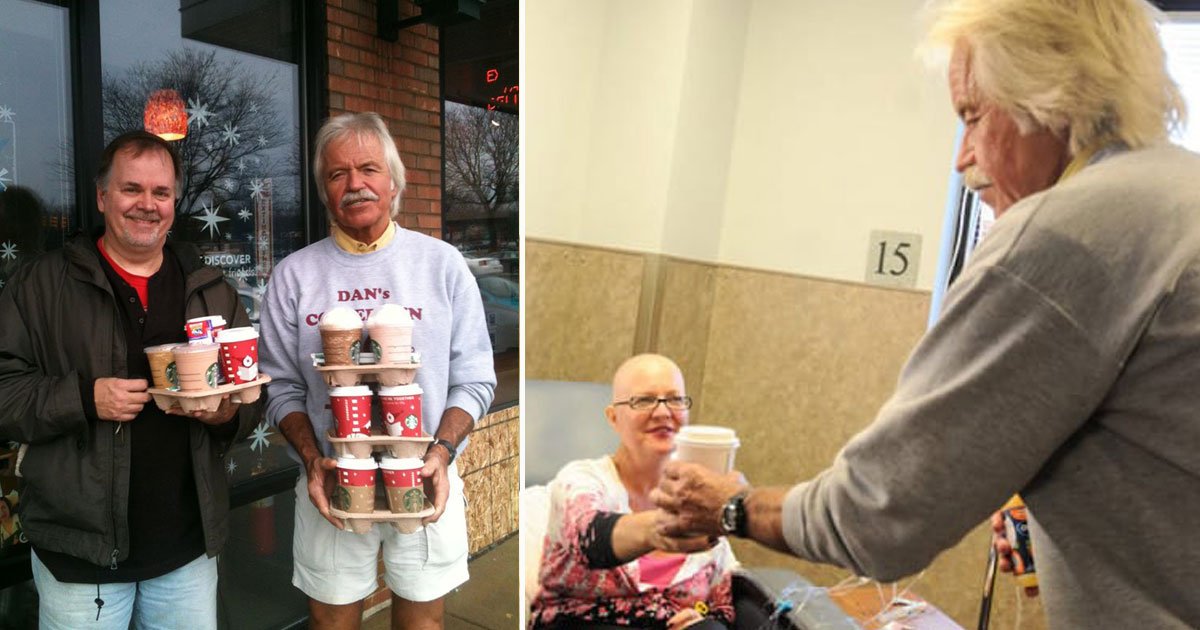 dans coffee run.jpg?resize=412,232 - 69-Year-Old Buys Starbucks Coffee For Cancer Patients And Staff Every Week To Bring A Smile On Their Face
