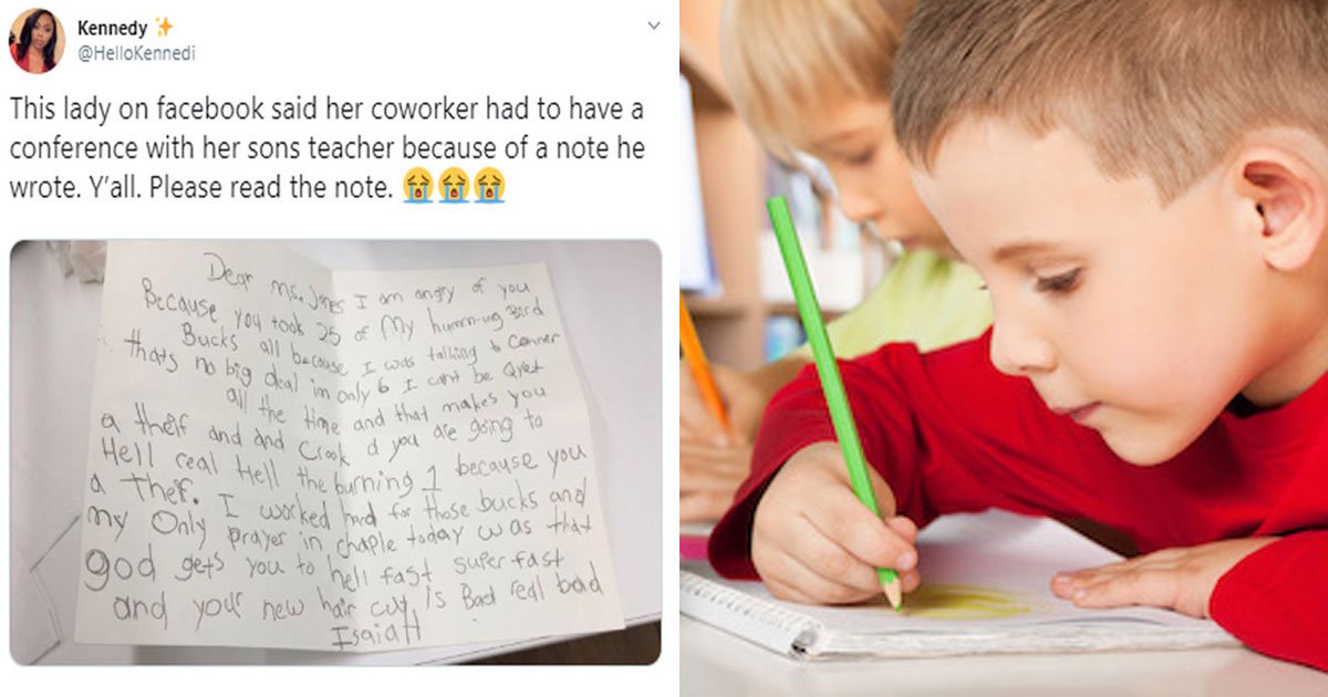 kids hilarious letter to teacher haircut bad go to hell.jpg?resize=1200,630 - Six-year-old Wrote A Hilarious Letter To His Teacher After Being Scolded For Talking