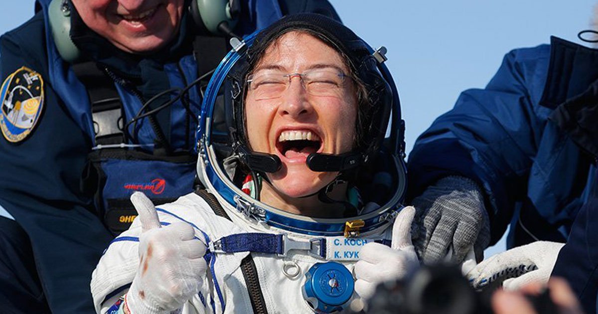 nasa chritina koch landed after 328 days.jpg?resize=412,275 - NASA Astronaut Christina Koch Returns To Earth After 328 Days In Space