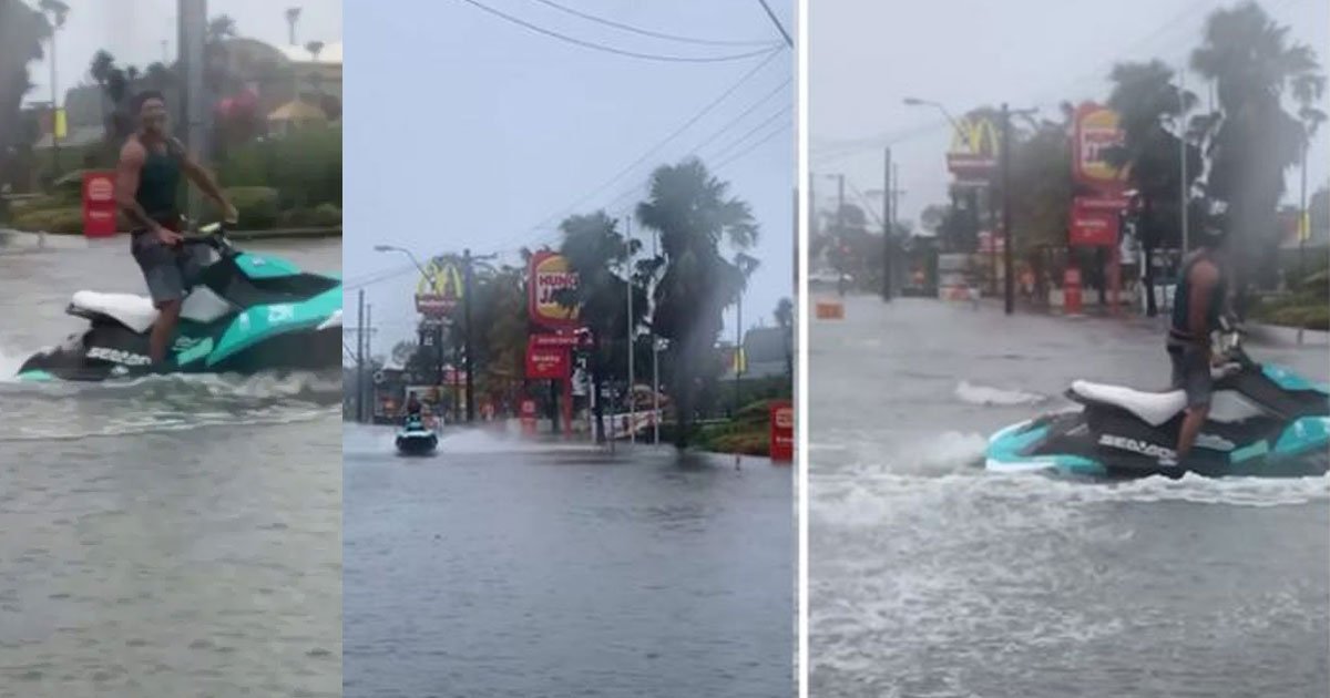 untitled 1 36.jpg?resize=1200,630 - A Man Was Seen Riding Jet Ski Past McDonald's Following Flash Floods In Australia