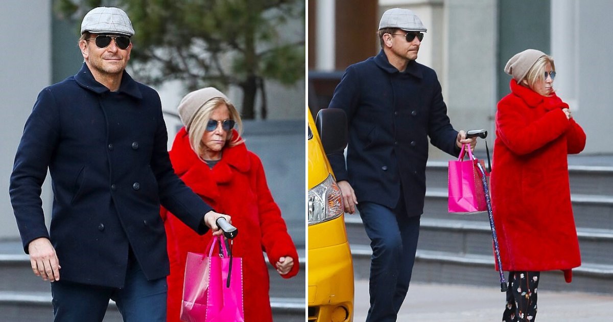 untitled design 40 1.png?resize=412,275 - Bradley Cooper Seen Carrying His Mum's Bag And Cane While Strolling In New York