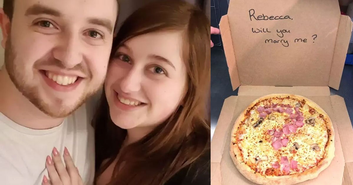 v.jpg?resize=412,275 - Un homme a demandé sa petite amie en mariage avec une pizza sur laquelle le jambon forme un point d'interrogation