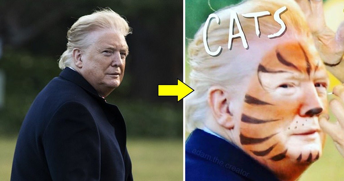 whatsapp image 2020 02 09 at 10 27 44 pm.jpeg?resize=1200,630 - Humorous Memes About Trump's Fake Tan Lines Some Calling Him A Character From Cats While Others Saying He Used Cheetos As Makeup