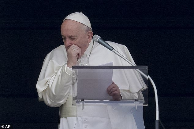 Pope Francis has tested negative for coronavirus, after cancelling engagements and largely disappearing from public view last week after falling ill (pictured on Sunday)