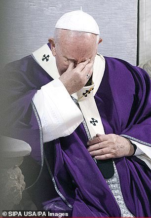 Francis coughs during Mass