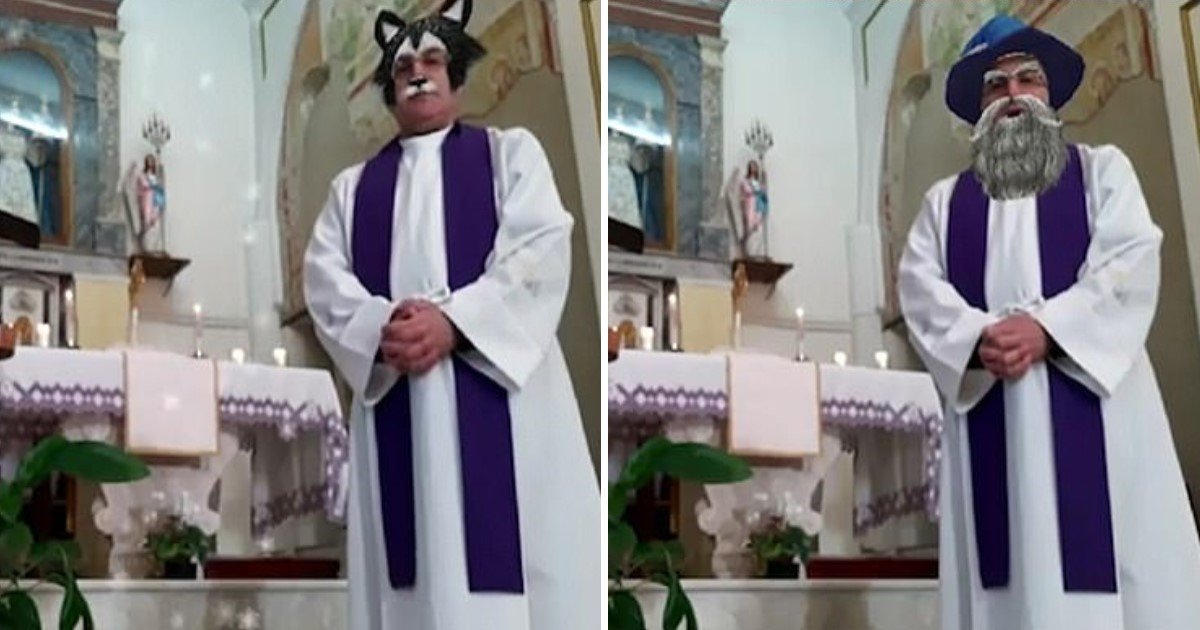 2 131.jpg?resize=1200,630 - A Priest Mistakenly Turned On Video Filters While Conducting An Online Mass
