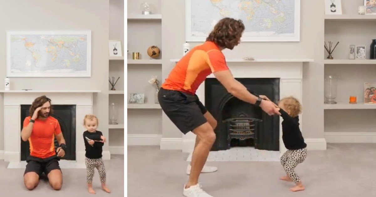 3 117.jpg?resize=1200,630 - Adorable 2-Year-Old Daughter Busted Her Expert Moves During Her Fitness Coach Dad's Online PE Lessons