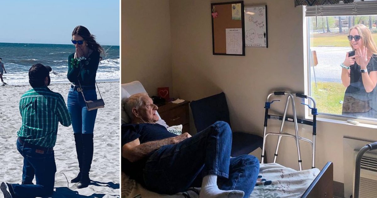 9 4.png?resize=412,275 - Woman Shows Her Engagement Ring To Her Grandpa Through The Window of His Nursing Home 