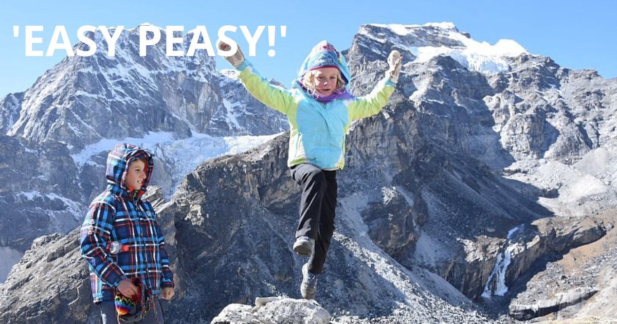 easy peasy.png?resize=412,275 - 6-Year-Old Girl Who Reached 17,500ft Everest Base Camp Shared Adorable Photos Of Her And Her Brother