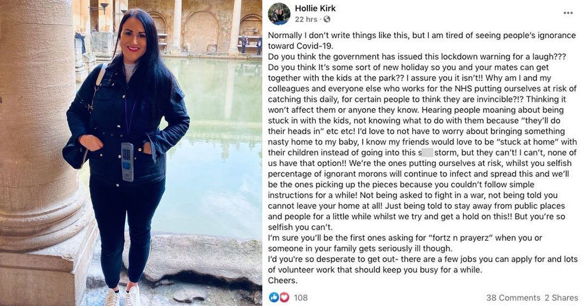 nhs nurse slam people not staying home lockdown.jpg?resize=412,275 - NHS Nurse Slammed Selfish People Who Are Spreading The Virus By Going Out And Not Practicing Social Distancing