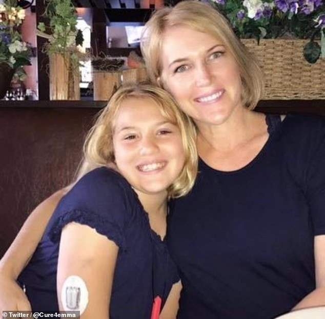 Keeping her safe: Carrie Blasi, 49, from Boca Raton, Florida, posted the warning sign for her 11-year-old daughter Emma, who has Type 1 diabetes