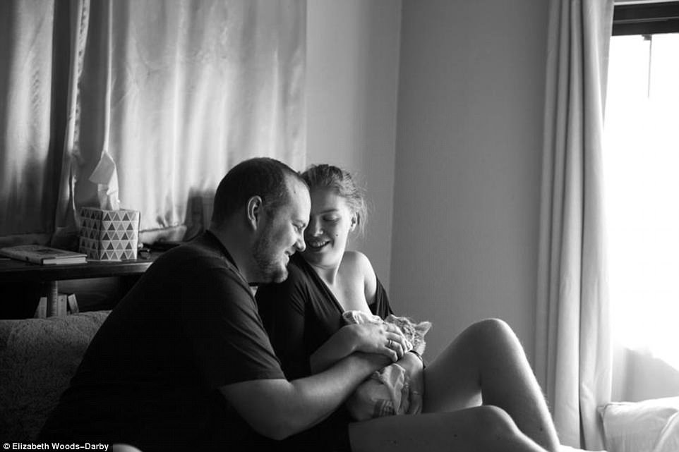 Uncanny: The images perfectly mirror the emotion-filled photos some couples take during the birth of a child