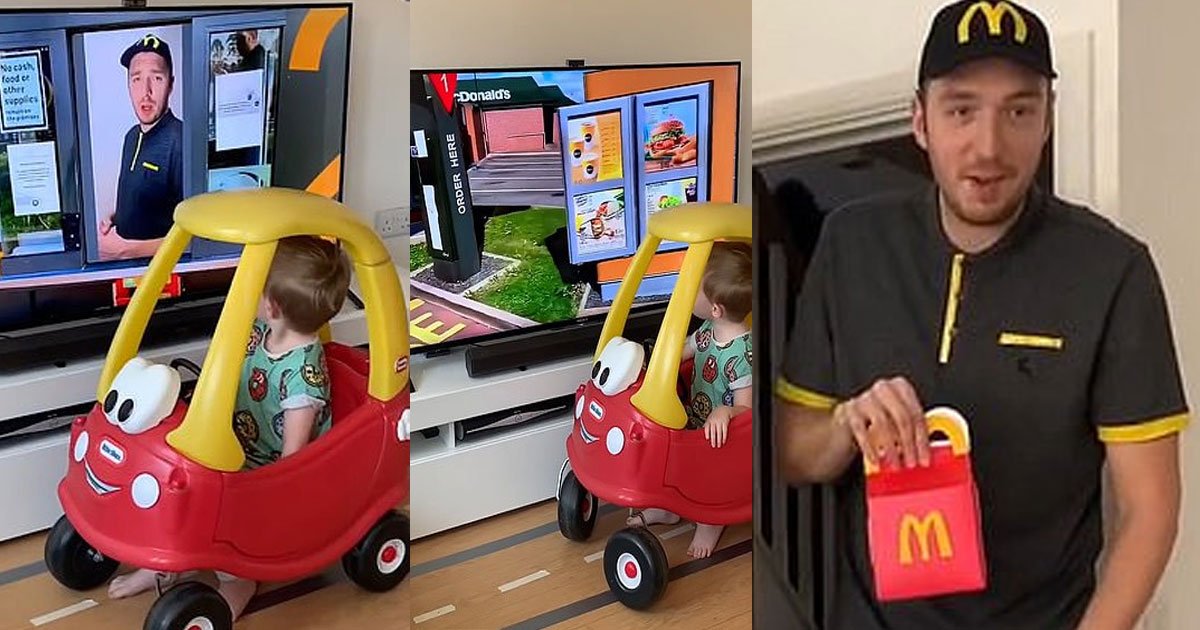 dad who had promised his son mcdonalds as a birthday treat created his own drive thru diy happy meal.jpg?resize=412,275 - Dad Who Promised His Son Mcdonald's As A Birthday Treat Created His Own Drive-Thru DIY Happy Meal