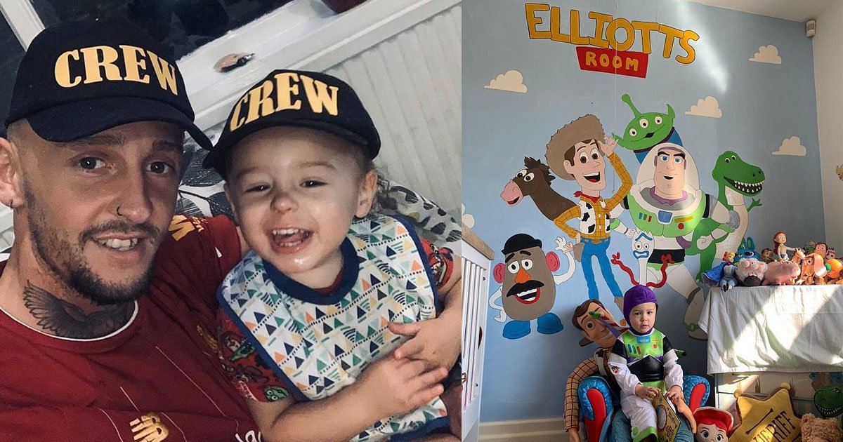 father transformed his sons room with an incredible toy story themed wall and the result is amazing.jpg?resize=412,275 - Creative Father Transformed His Son's Room With An Incredible Toy Story-Themed Wall