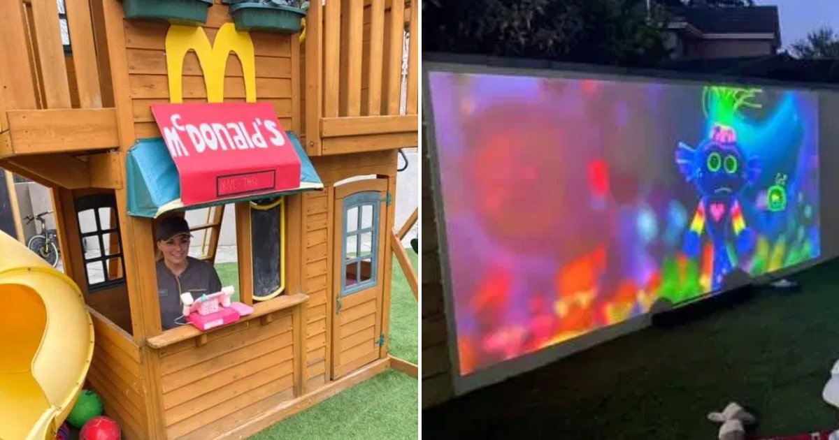 garden6.png?resize=1200,630 - Creative Mom Transformed Garden Into McDonald's Drive-Thru And Opened Cinema For Daughter's Birthday