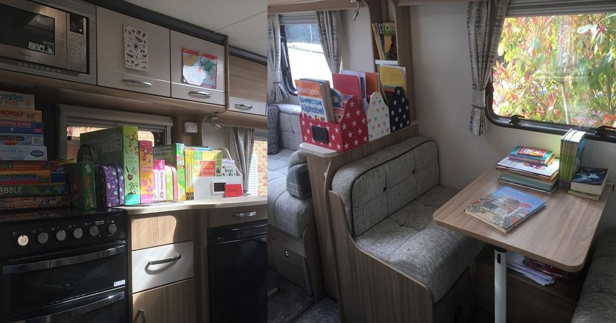 mum of three converted her caravan into the classroom for her children during the coronavirus lockdown.jpg?resize=412,275 - Mom-Of-Three Converted Her Caravan Into A Classroom For Her Children During The Lockdown