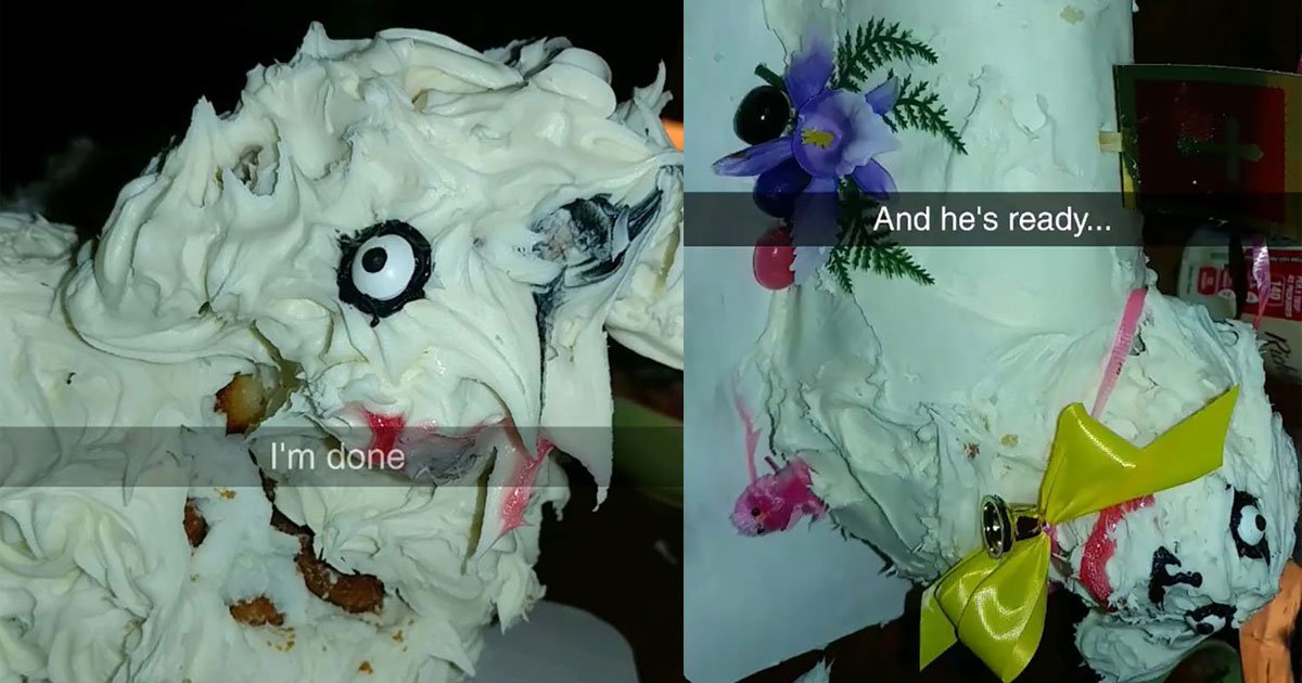 untitled 1 5.jpg?resize=412,275 - Woman Ruined An Already Unattractive Lamb Cake Even More While Attempting To Fix It