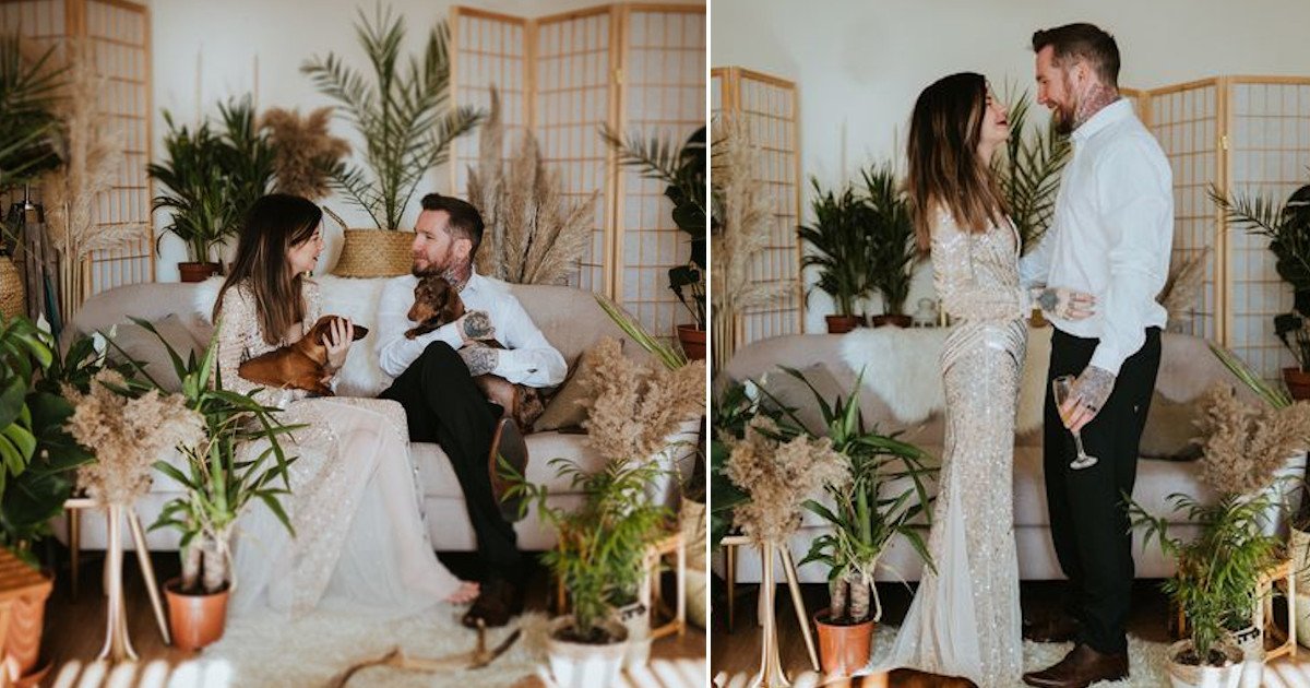 untitled 198.jpg?resize=412,275 - Couple’s Dogs Acted As Best Man And Bridesmaid As They Got 'Half Married' At Home After Their Wedding Got Canceled Due To Coronavirus Crisis