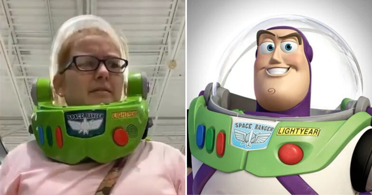 untitled design 18 2.png?resize=412,232 - Woman Without Face Masks Wore Buzz Lightyear Helmet While Shopping