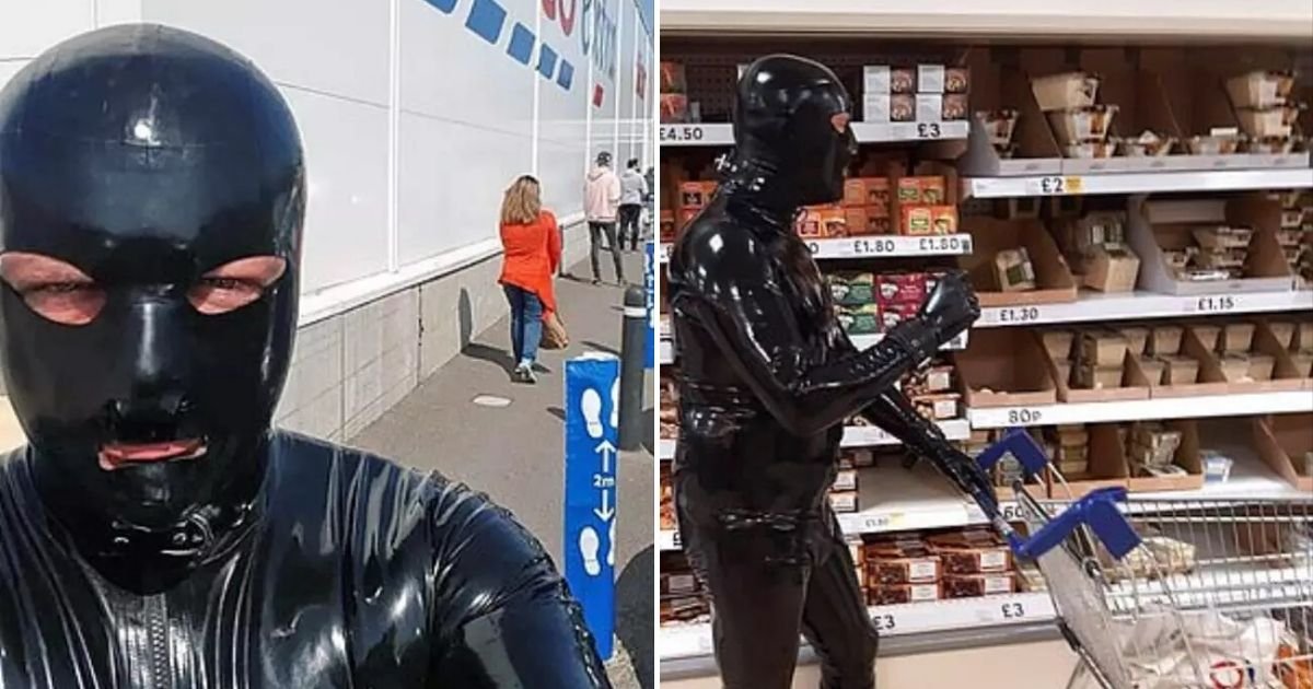 untitled design 7.jpg?resize=412,232 - Man Shopping In A Full-Latex Outfit To Raise Money For Charity