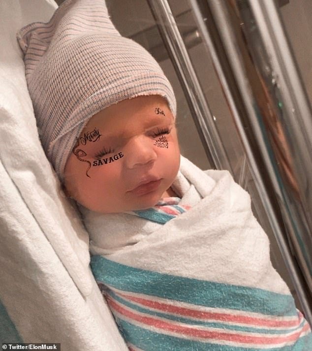 Baby X Æ A-12 (pictured) was born on Monday and was already trending on Twitter after his unusual name was revealed