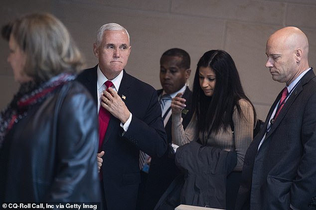 Earlier on Friday, it was learned that Katie Miller (second from right), the press secretary for Vice President Mike Pence (second from left), tested positive for COVID-19