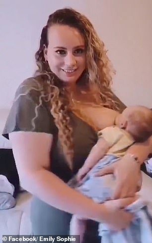 Emily Sophie (pictured), who lives in Slough, has gone viral on Facebook after uploading footage of mothers breastfeeding